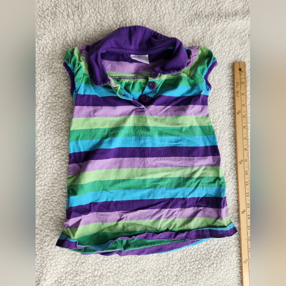 Hanna Andersson Size 90 triped Kids Polo - Dress With Leggings 3T